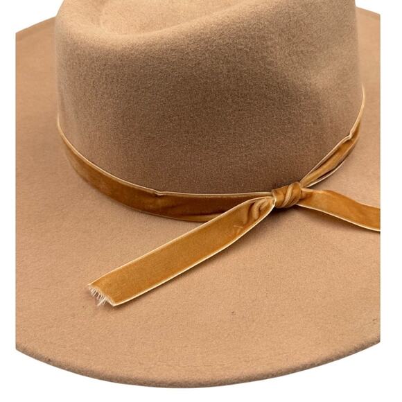 Scala Calista OS Wool Felt Wide Brim Velvet Ribbon Tie Tan Adjustable Fedora Hat main image 7